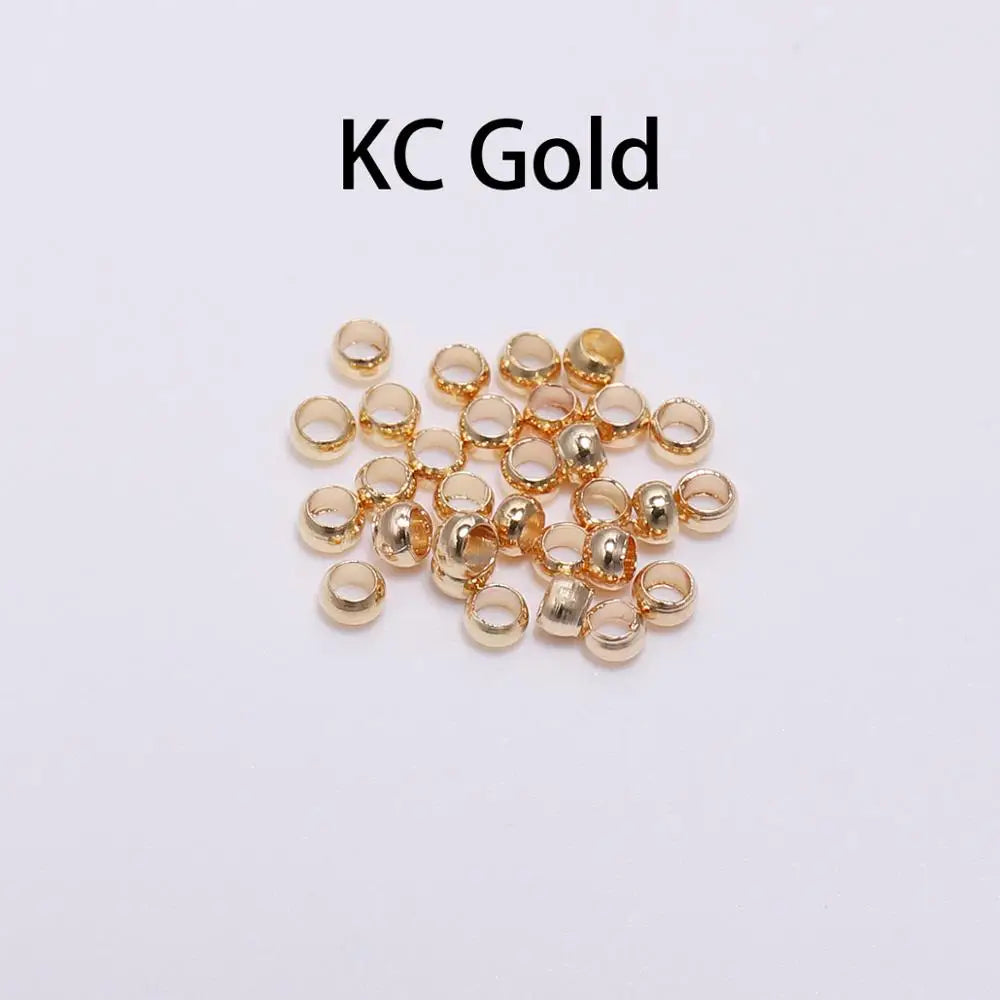 500pcs/lot Gold Silver Copper Ball Crimp End Beads Dia 1.5-3mm