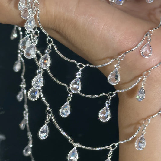 0.5/1/2M/lot Waterdrop-shaped Zircon Handmade Chain