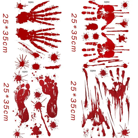 Halloween Stickers Horror Blood Hand Print Door Stickers