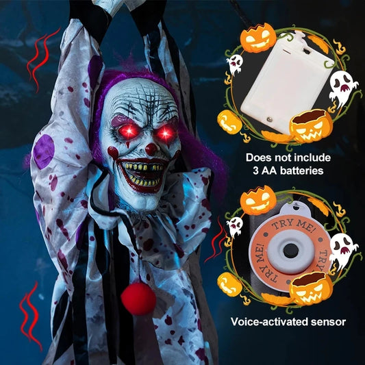 Halloween Animatronics Hanging Clown Nurse Voice=Control Electric