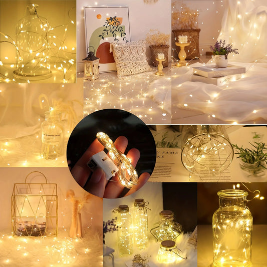 8Pcs 8colors Fairy Lights String Button Battery Home Decor