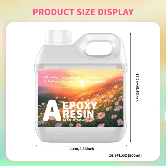 500ML Crystal Transparent Epoxy Resin Set, High Gloss, Bubble Free, Fast Curing, Low Odor, Suitable For River Tabletops, Jewelr