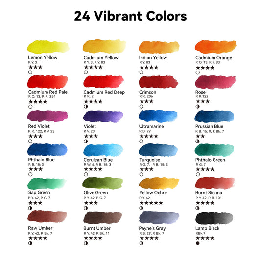 Arrtx Watercolor Paint Set 24 Vivid Colors, Water Colors Paint Set