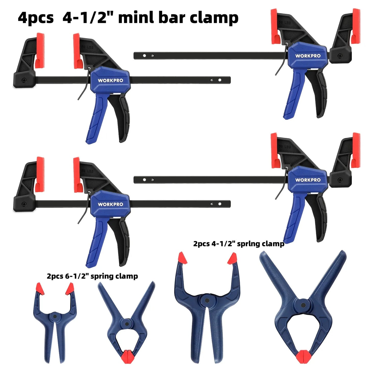 WORKPRO Bar Clamps for Woodworking One-Handed Clamp/Spreader