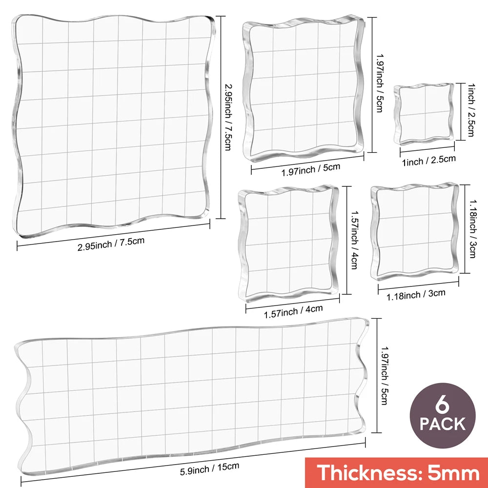 3-9pcs/set Clear Acrylic Stamp Blocks Kit With Grid Lines