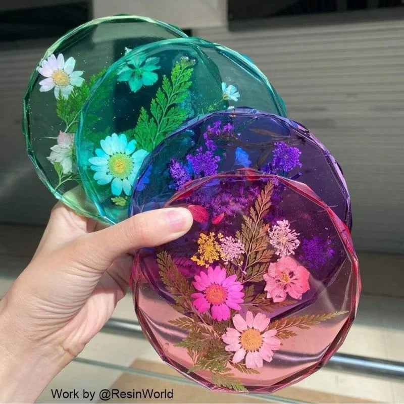 4 Pack Coaster Molds - Diamond Edge Crystal & Round Geode