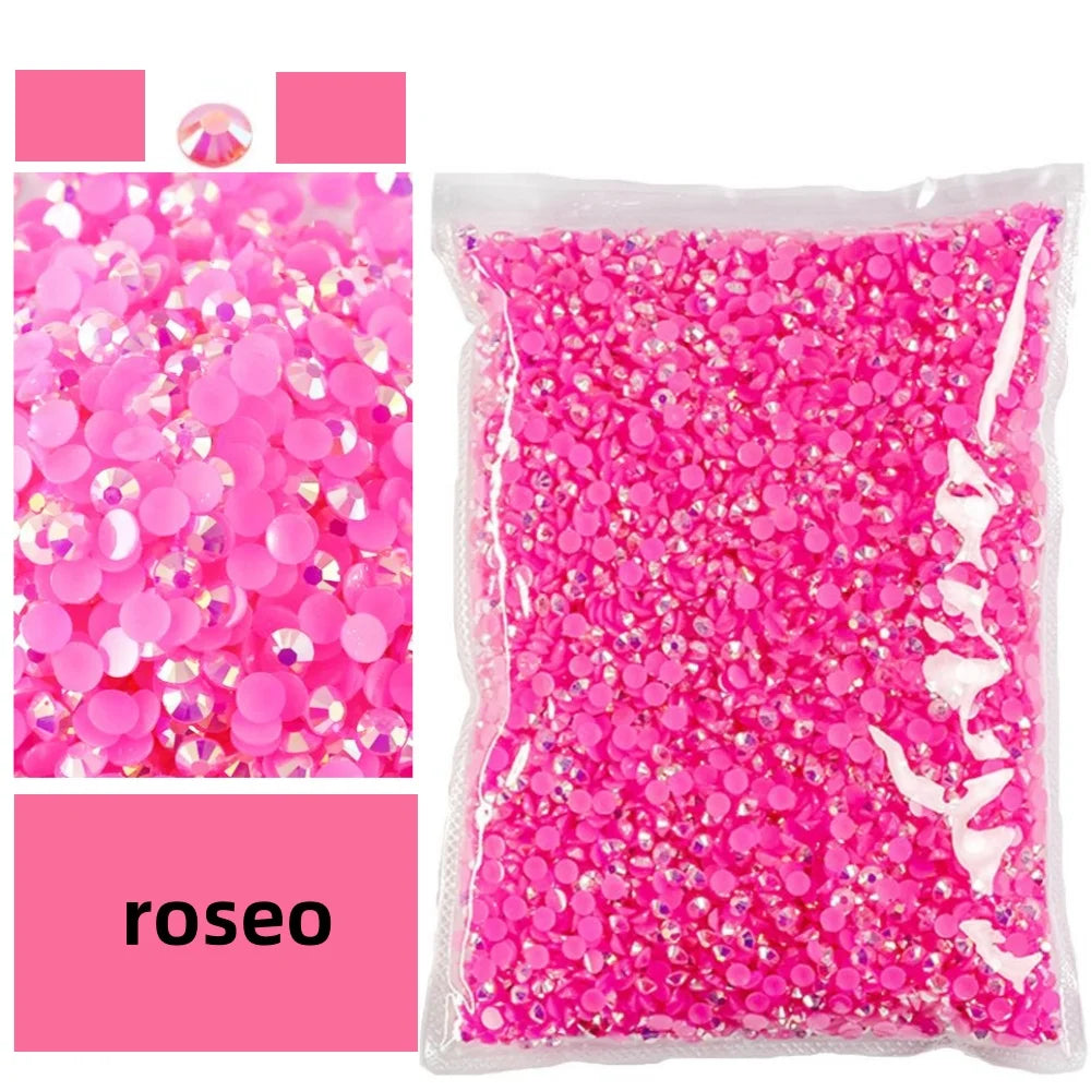 Bulk 2-6mm Jelly AB-Resin Rhinestones Flat Back Crystals