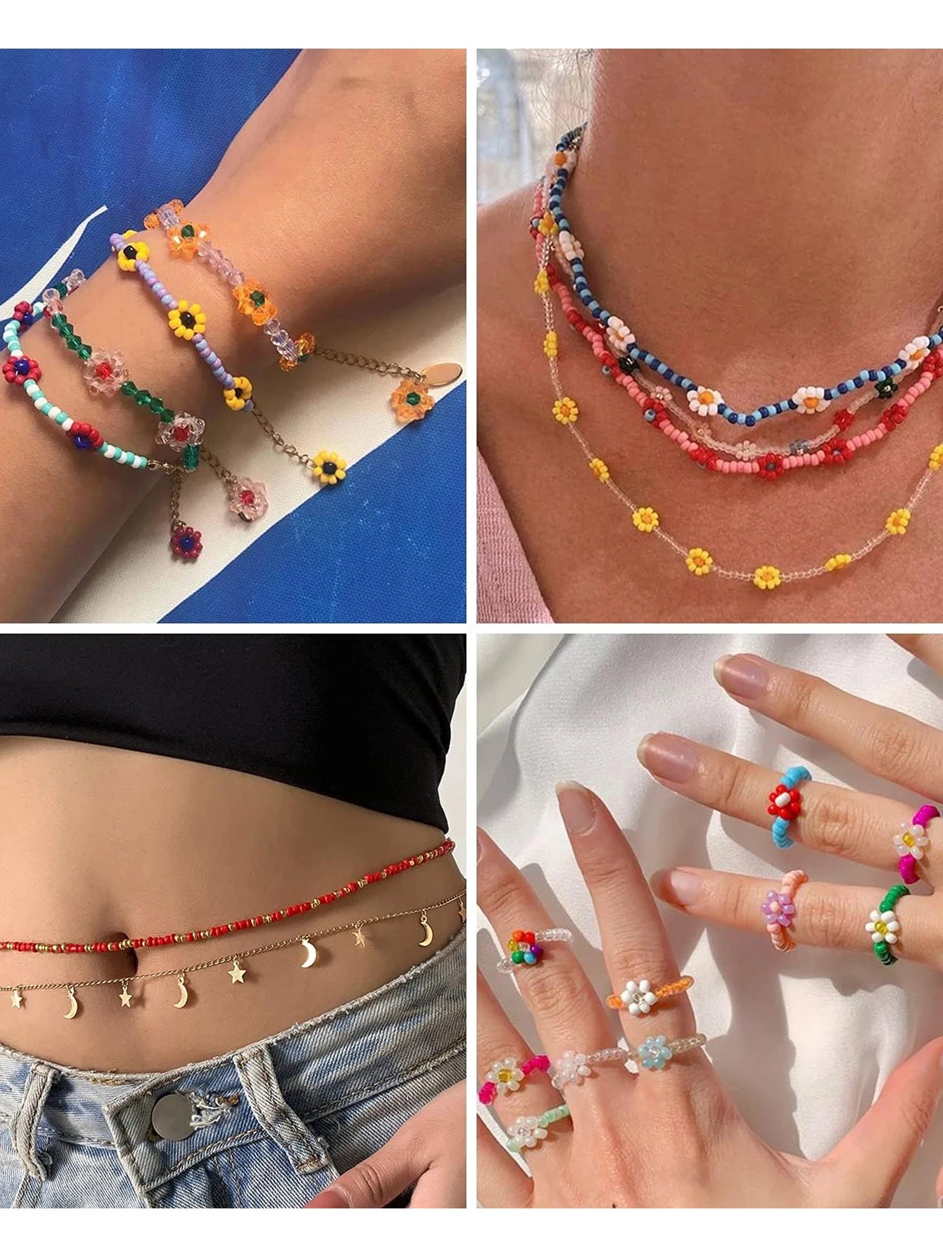 24-color 3mm Glass Seed Bead Bracelet Jewelry