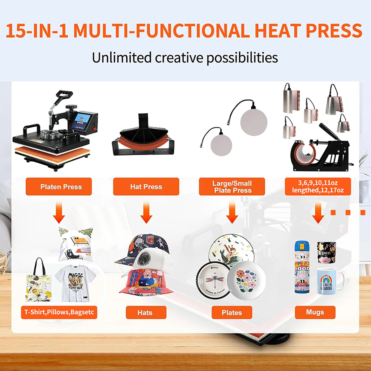 15 In 1 Combo Muntifunctional Sublimation Heat Press Machine