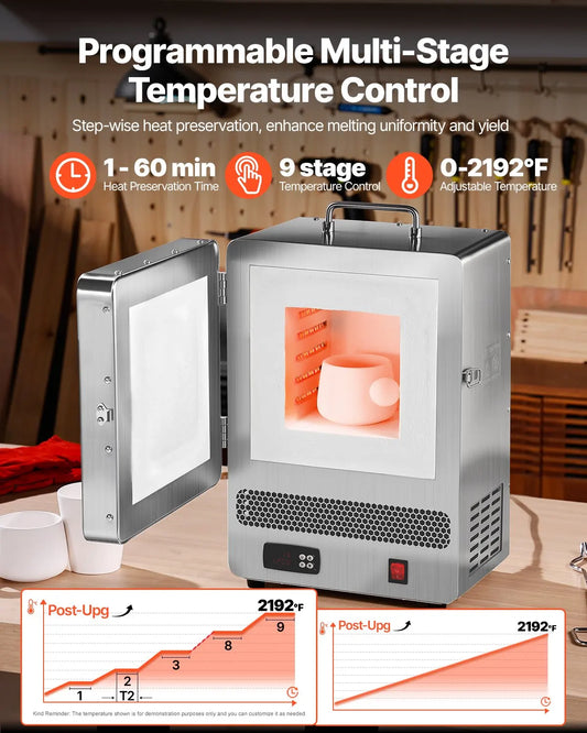 Tabletop Kiln-Melter, 1500W Electric-Kiln, 2192℉ Max Temperature