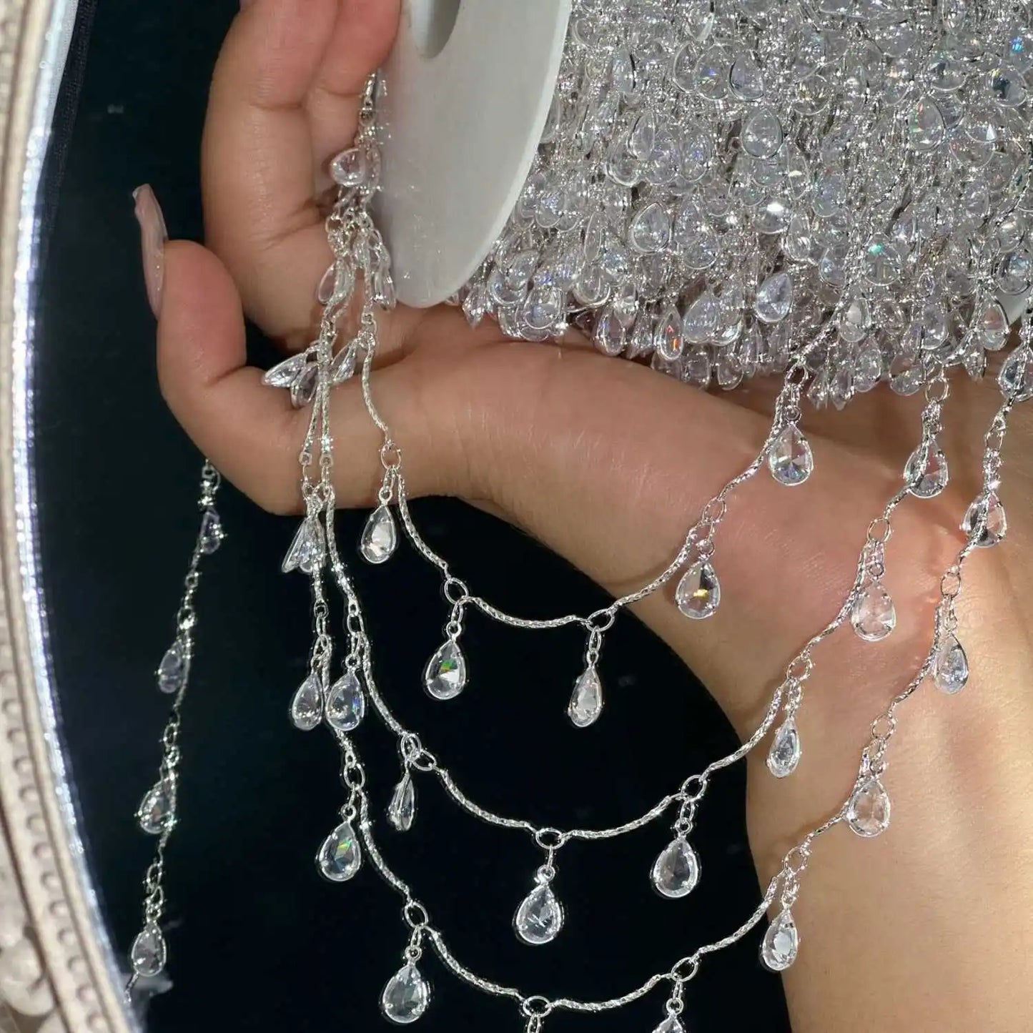 0.5/1/2M/lot Waterdrop-shaped Zircon Handmade Chain