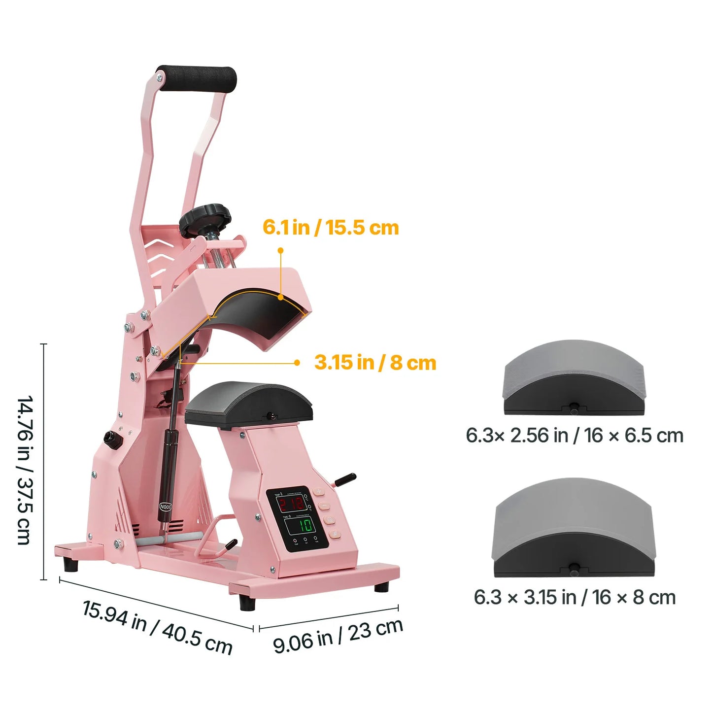 SucceBuy Hat Heat Press Machine with 2/4pcs Interchangeable Platens Precise Temperature and Time Control Hat Heat Press