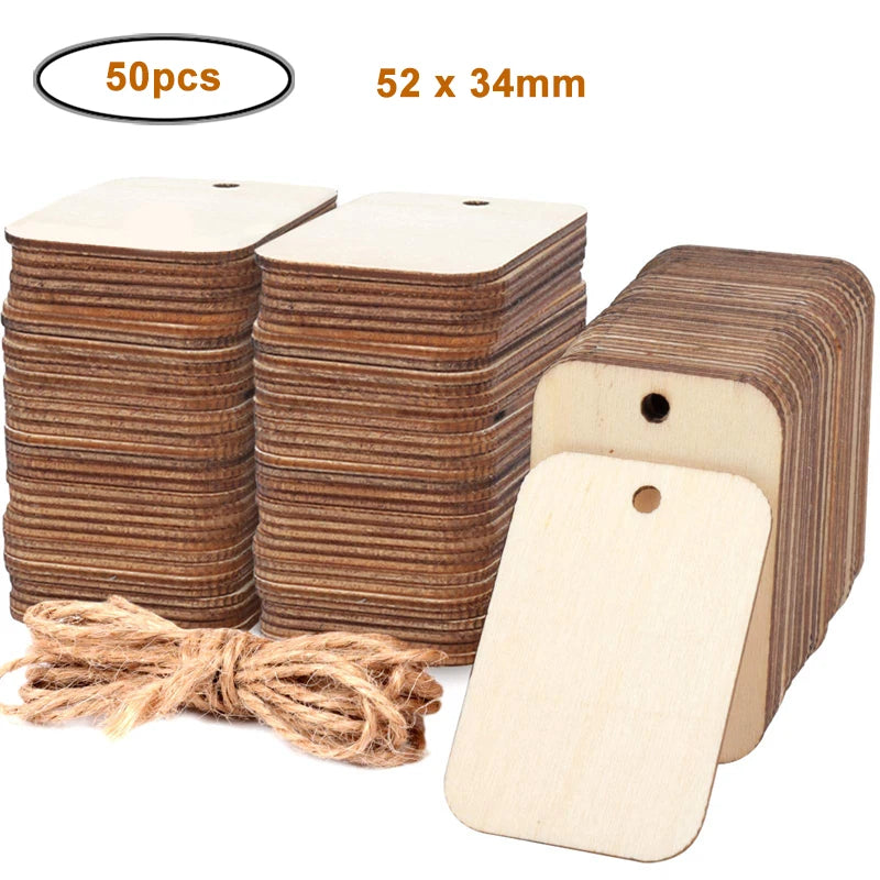 50pcs/lot Unfinished Wood Pieces Rectangle-Shaped