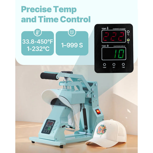 SucceBuy Hat Heat Press Machine with 2/4pcs Interchangeable Platens Precise Temperature and Time Control Hat Heat Press