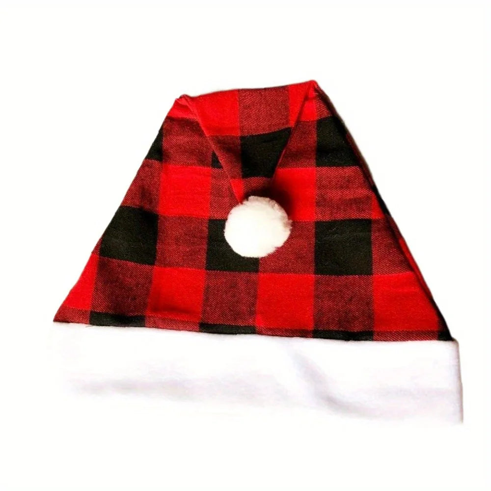 1 Top Top 1 Red Black Checkered Christmas Hat