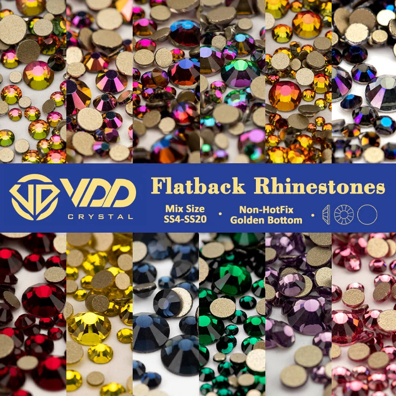 VDD SS4-SS20 Mix Size Clear Crystal FlatBack Rhinestones