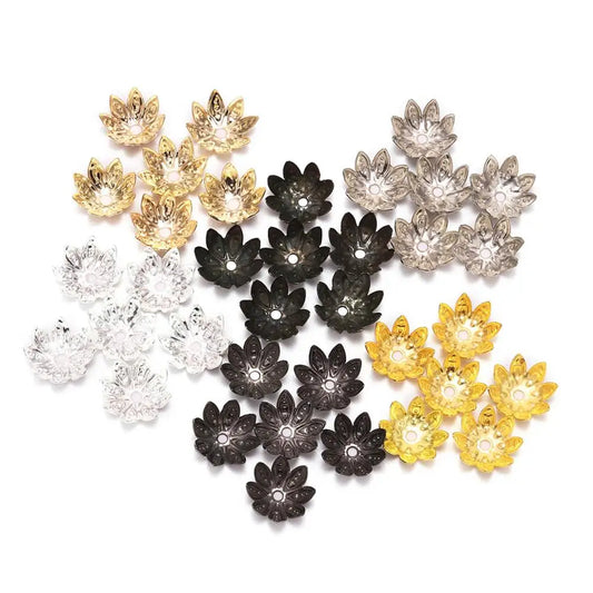 100pcs/Lot 8-10mm  Lotus Flower Metal Spacer Bead Caps