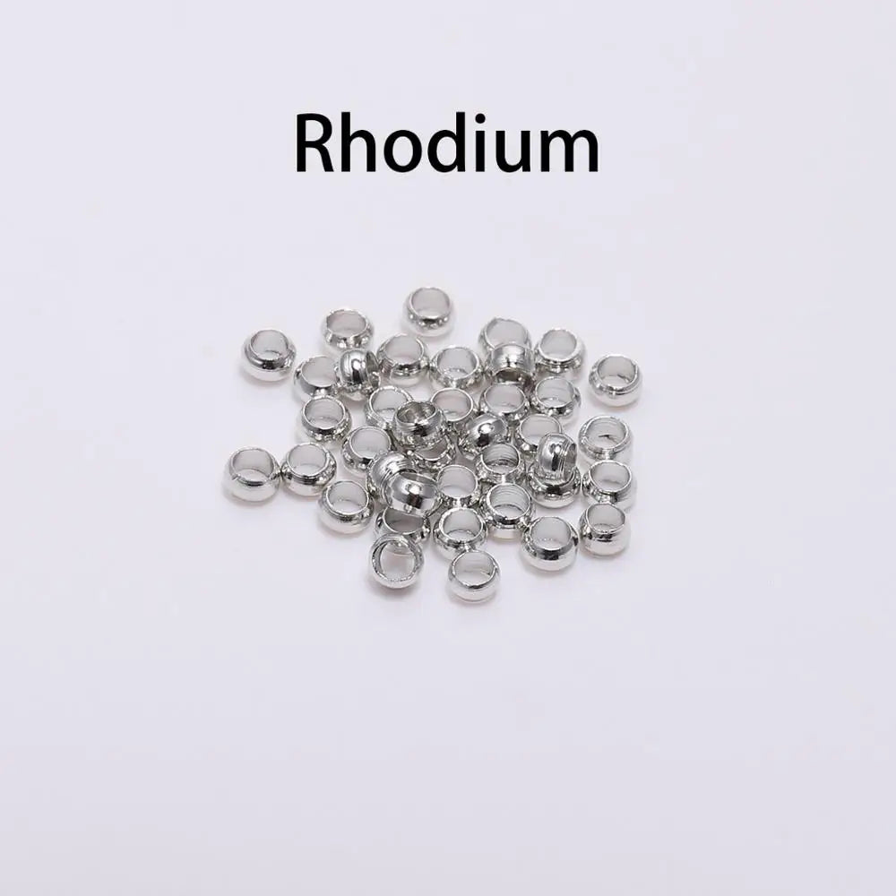 500pcs/lot Gold Silver Copper Ball Crimp End Beads Dia 1.5-3mm