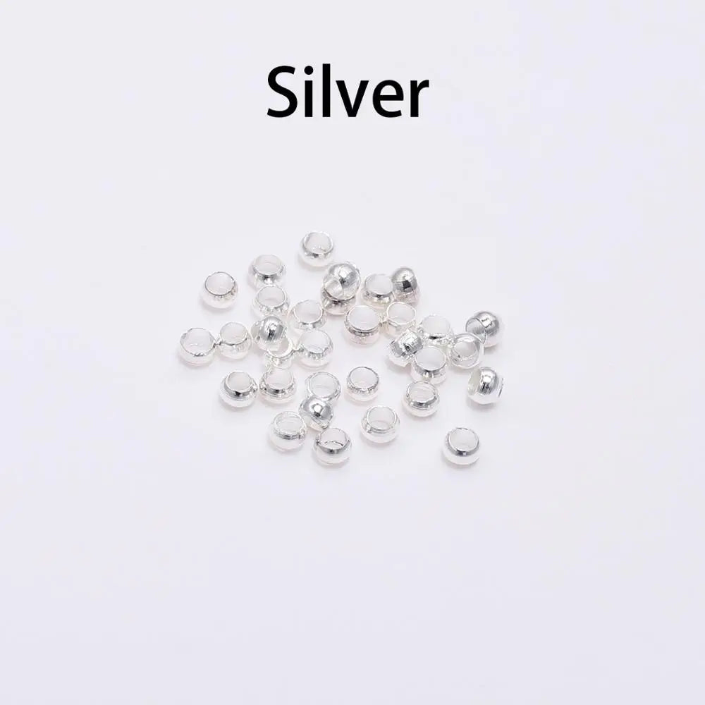 500pcs/lot Gold Silver Copper Ball Crimp End Beads Dia 1.5-3mm