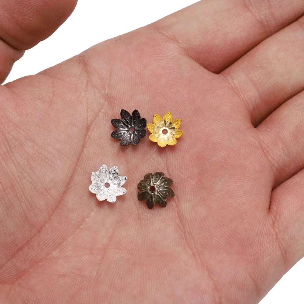 100pcs/Lot 8-10mm  Lotus Flower Metal Spacer Bead Caps