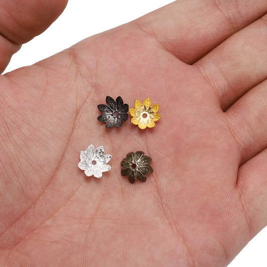 100pcs/Lot 8-10mm  Lotus Flower Metal Spacer Bead Caps