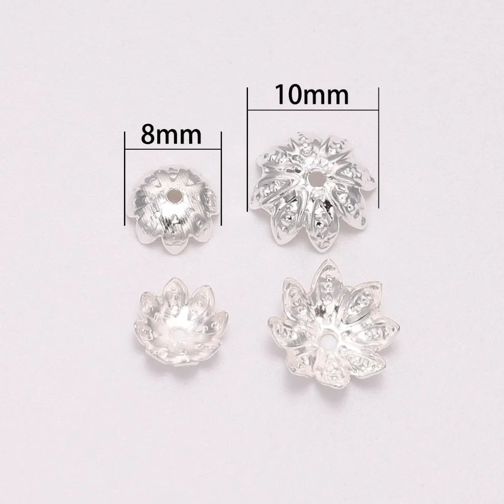 100pcs/Lot 8-10mm  Lotus Flower Metal Spacer Bead Caps