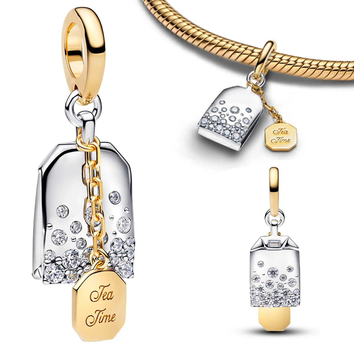 925 Silver Angel Wing Pink Gem Key Charm Pendant