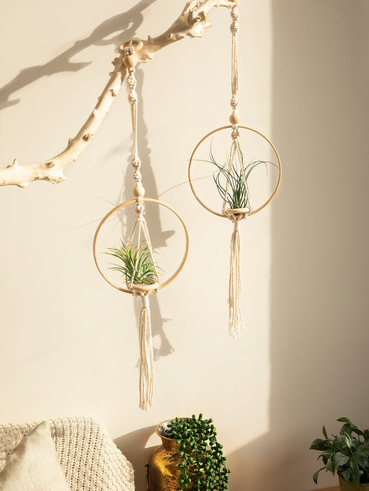 Macrame Air Hanging Planter Flower Pots Boho Home Decor Rope Plant Holder Woven Basket Balcony Garden Bedroom Decorative Gift