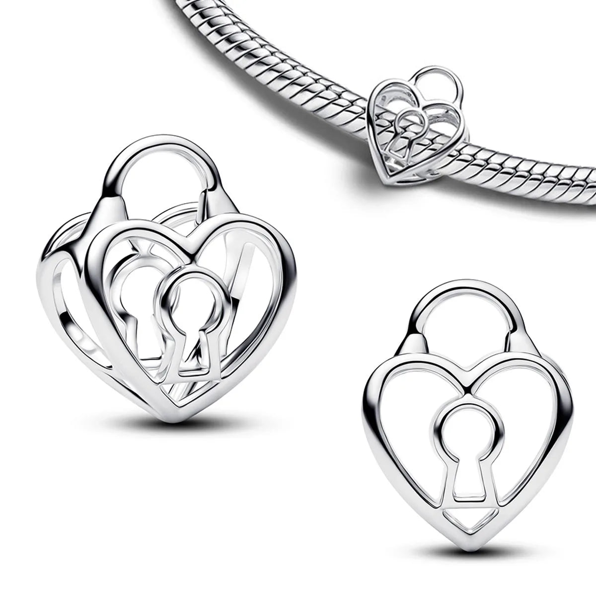 925 Silver Angel Wing Pink Gem Key Charm Pendant