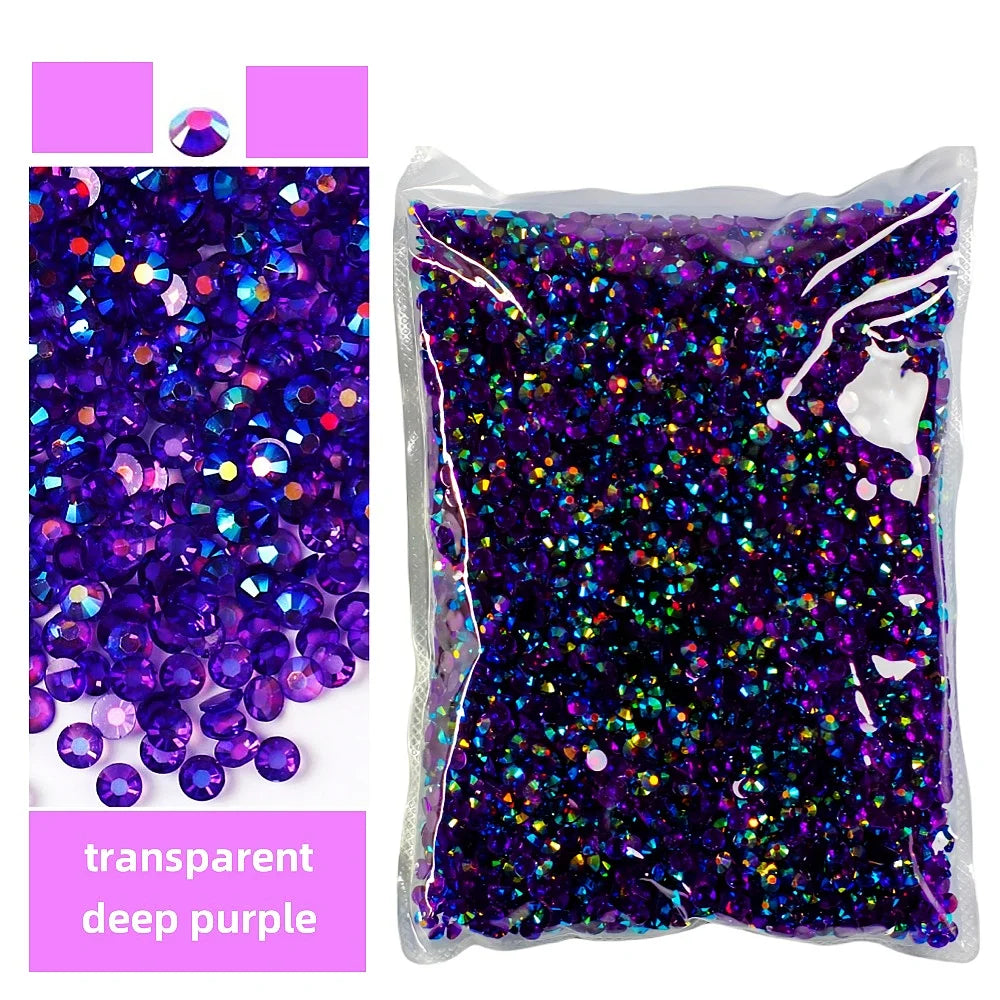 Bulk 2-6mm Jelly AB-Resin Rhinestones Flat Back Crystals