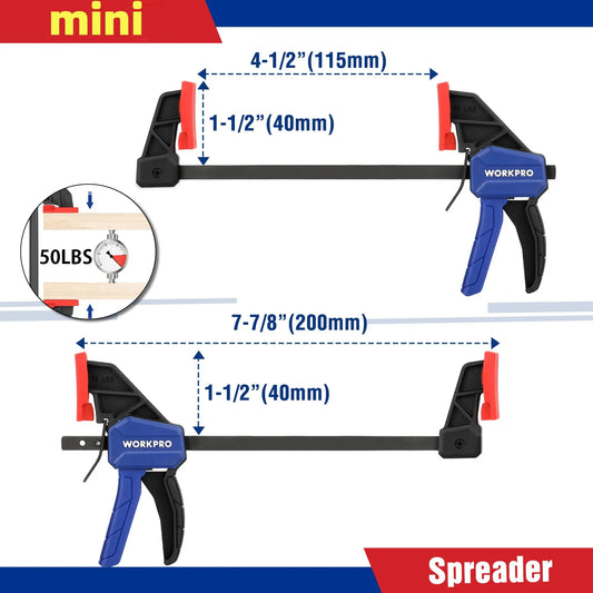 WORKPRO Bar Clamps for Woodworking One-Handed Clamp/Spreader