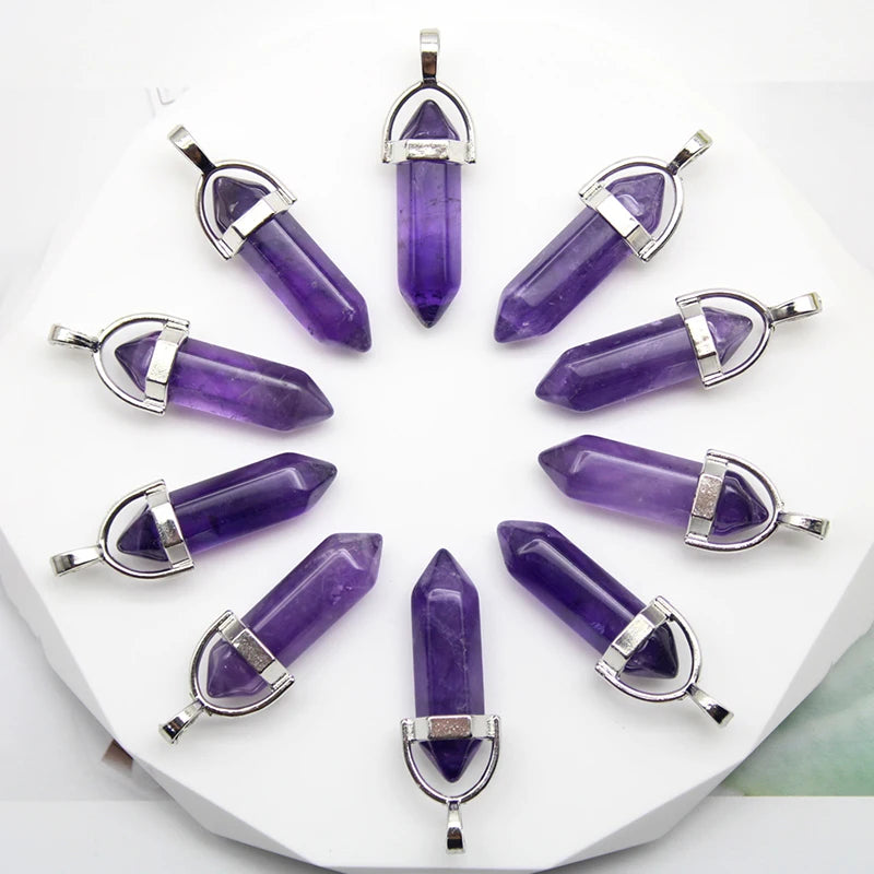 24pcs Natural Stone Agates Quartz Crystal Pendants