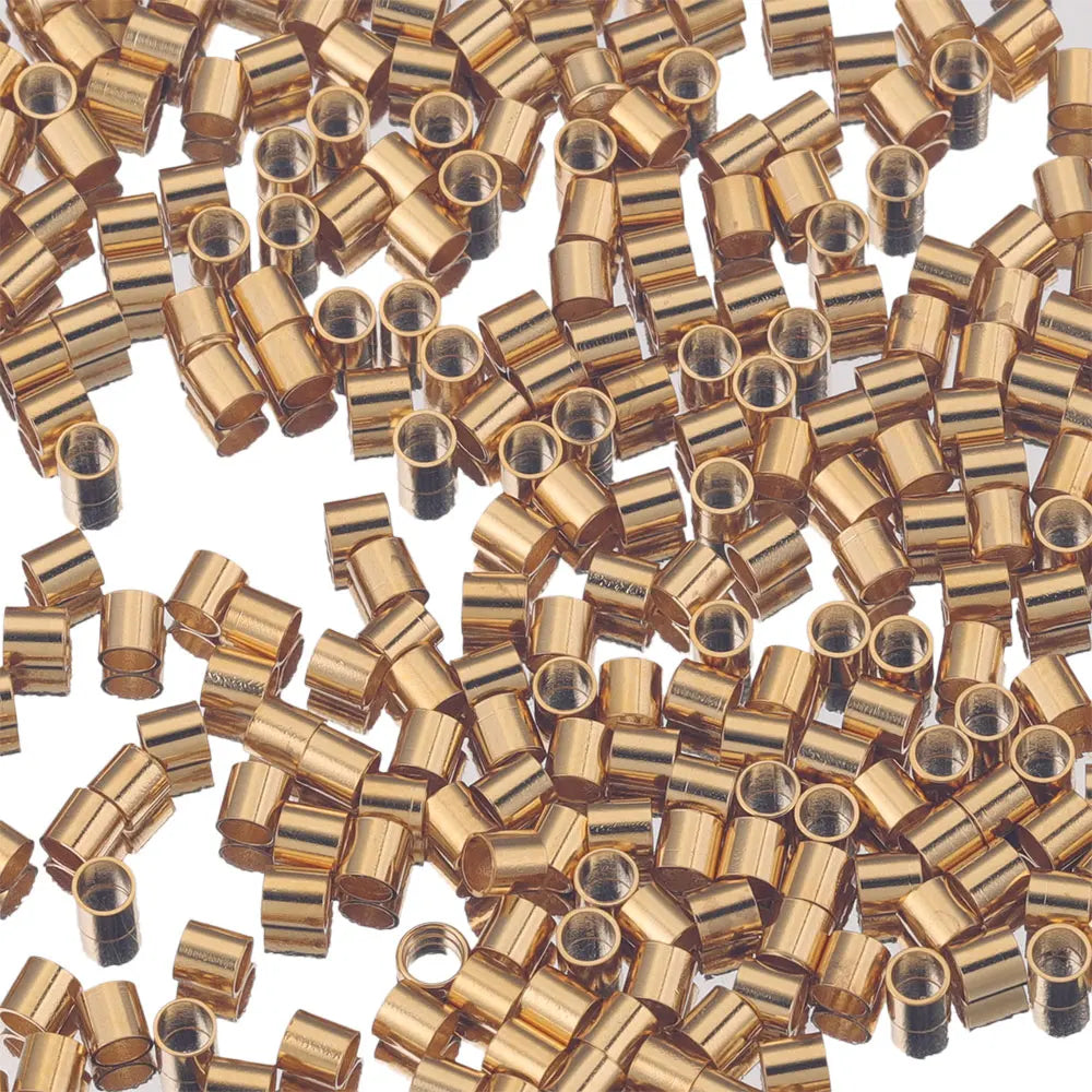 200pcs Dia 1.5-2.5 mm Stainless Gold Tube Stopper Spacer Bead Crimp