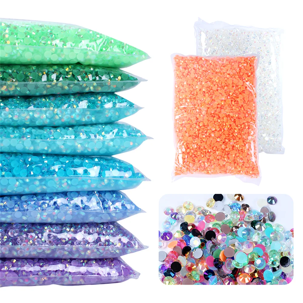 Bulk 2-6mm Jelly AB-Resin Rhinestones Flat Back Crystals