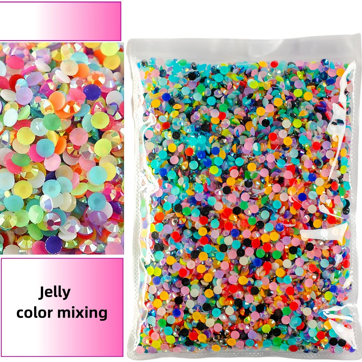 Bulk 2-6mm Jelly AB-Resin Rhinestones Flat Back Crystals