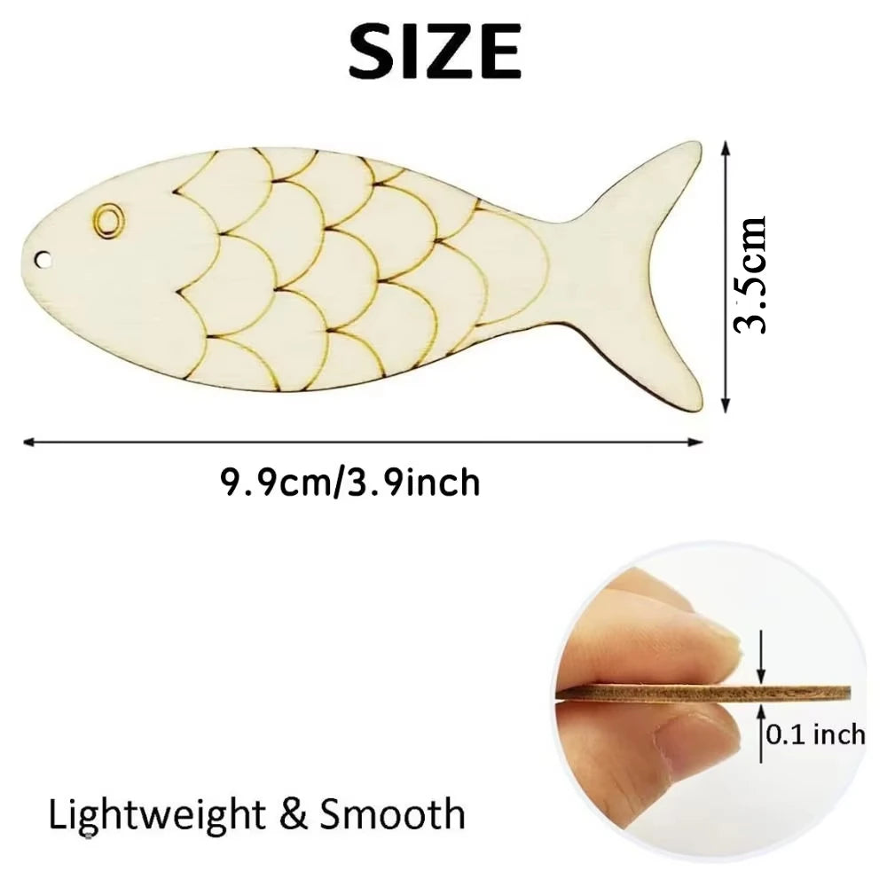 5pcs/set Fish Template Wooden Cutouts
