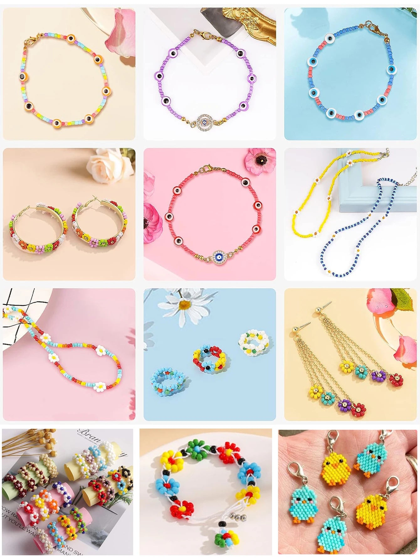 24-color 3mm Glass Seed Bead Bracelet Jewelry