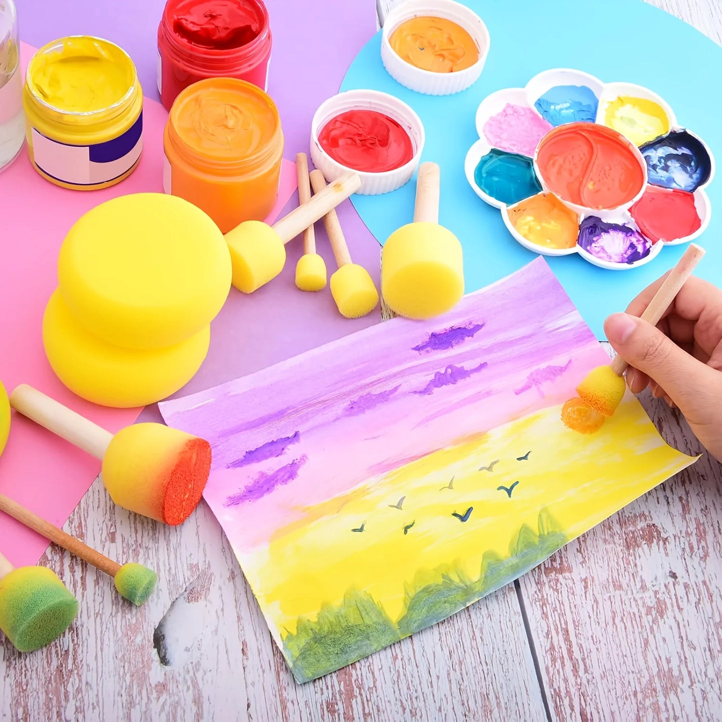 30Pcs Round Sponge Brushes for Painting (4 Sizes), Paint Sponges