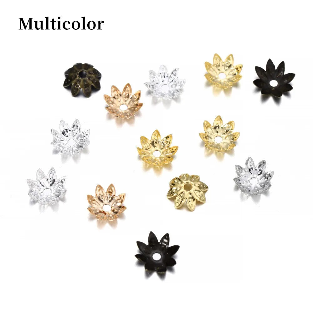 100pcs/Lot 8-10mm  Lotus Flower Metal Spacer Bead Caps