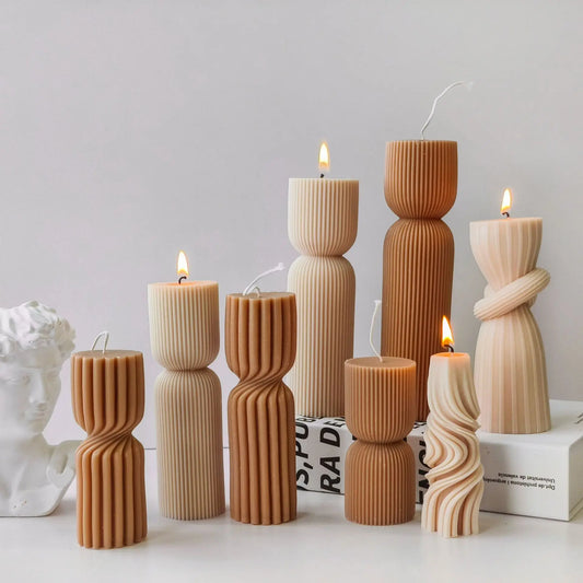 Striped Cylinder Aroma Candle Silicone Molds