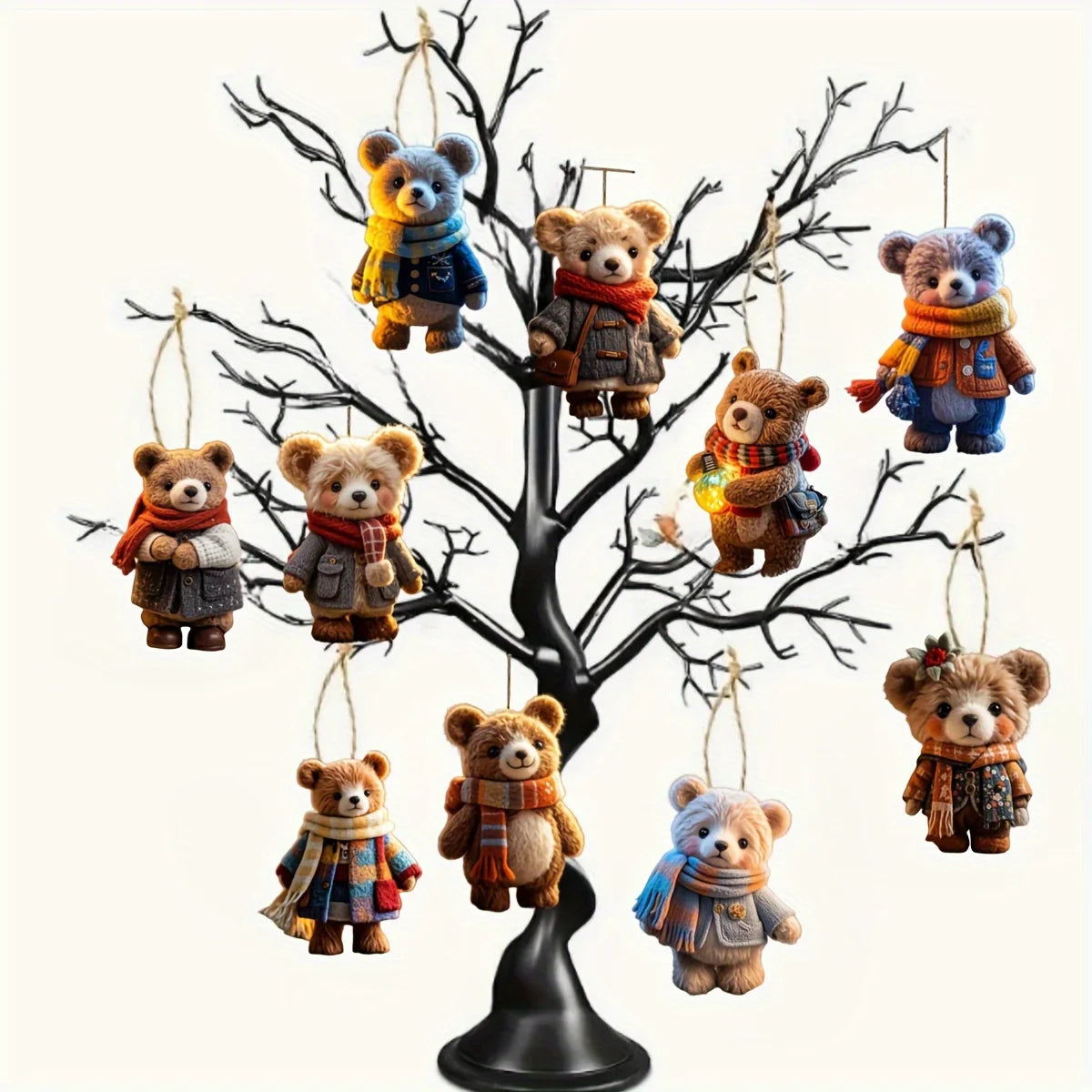 10Pcs Christmas Wooden Bear Pendant Tree Decoration