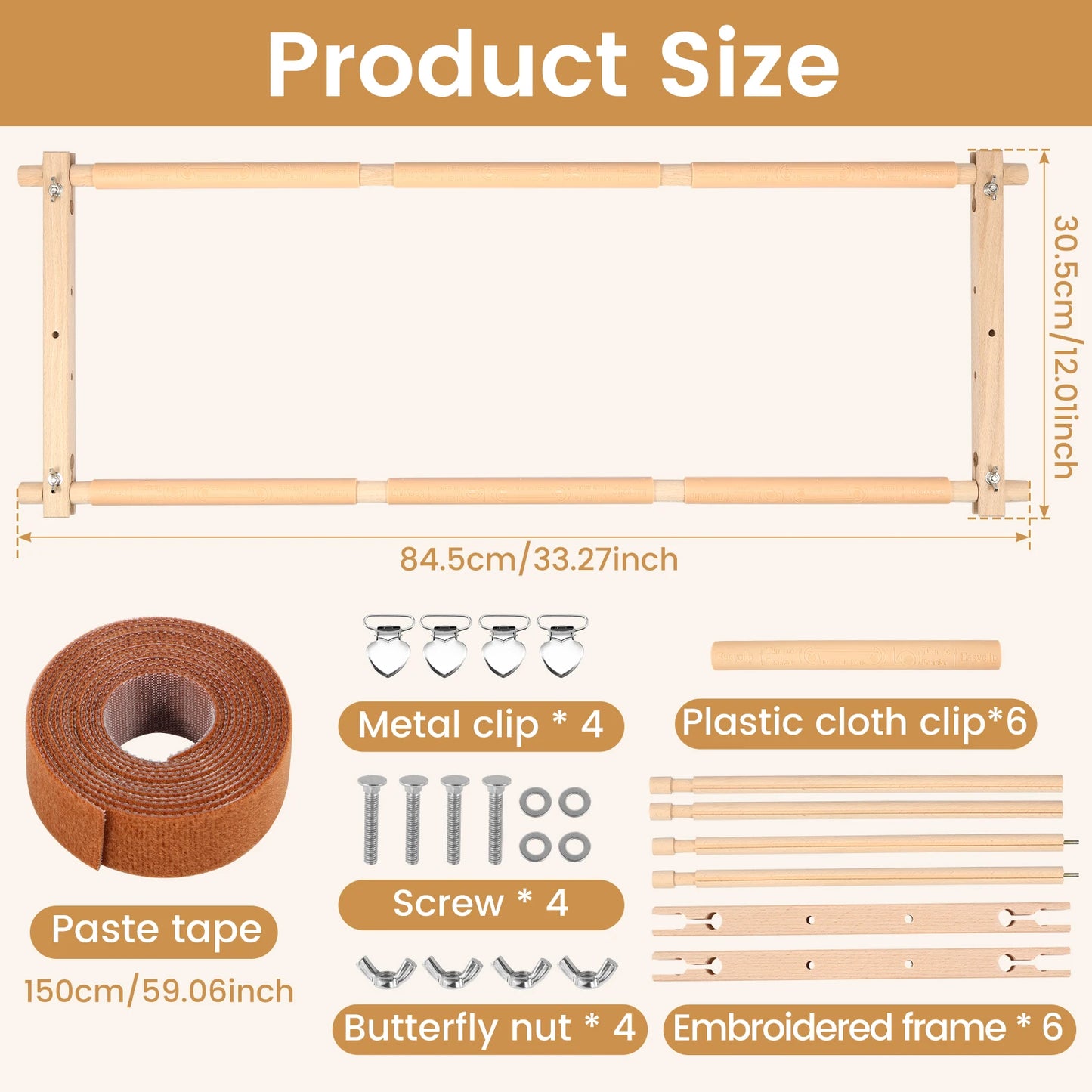 Embroidery Scroll Frame Wooden Cross Stitch Scroll Frame Rotated Adjustable Needlepoint Embroidery Tapestry Scroll Frame