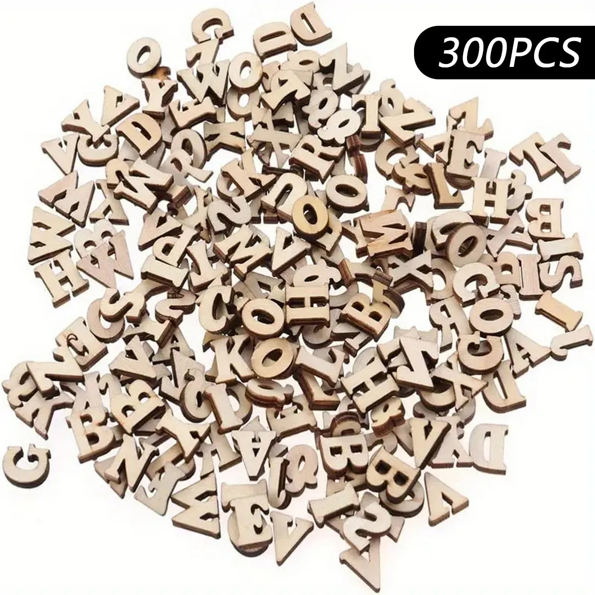 100/200/400PCS Mini Unfinished Wood Chip Shapes Alphabet