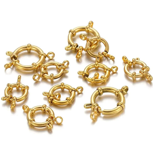 4pcs Stainless-Steel Gold Round Spring-Clasps Hooks