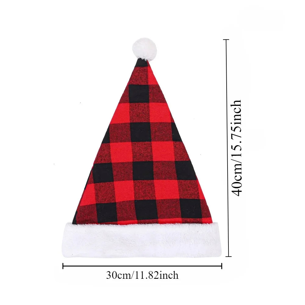 1 Top Top 1 Red Black Checkered Christmas Hat