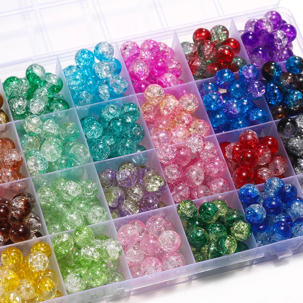 50/100pcs 8mm Glass Crackle Beads Loose Spacer Beads