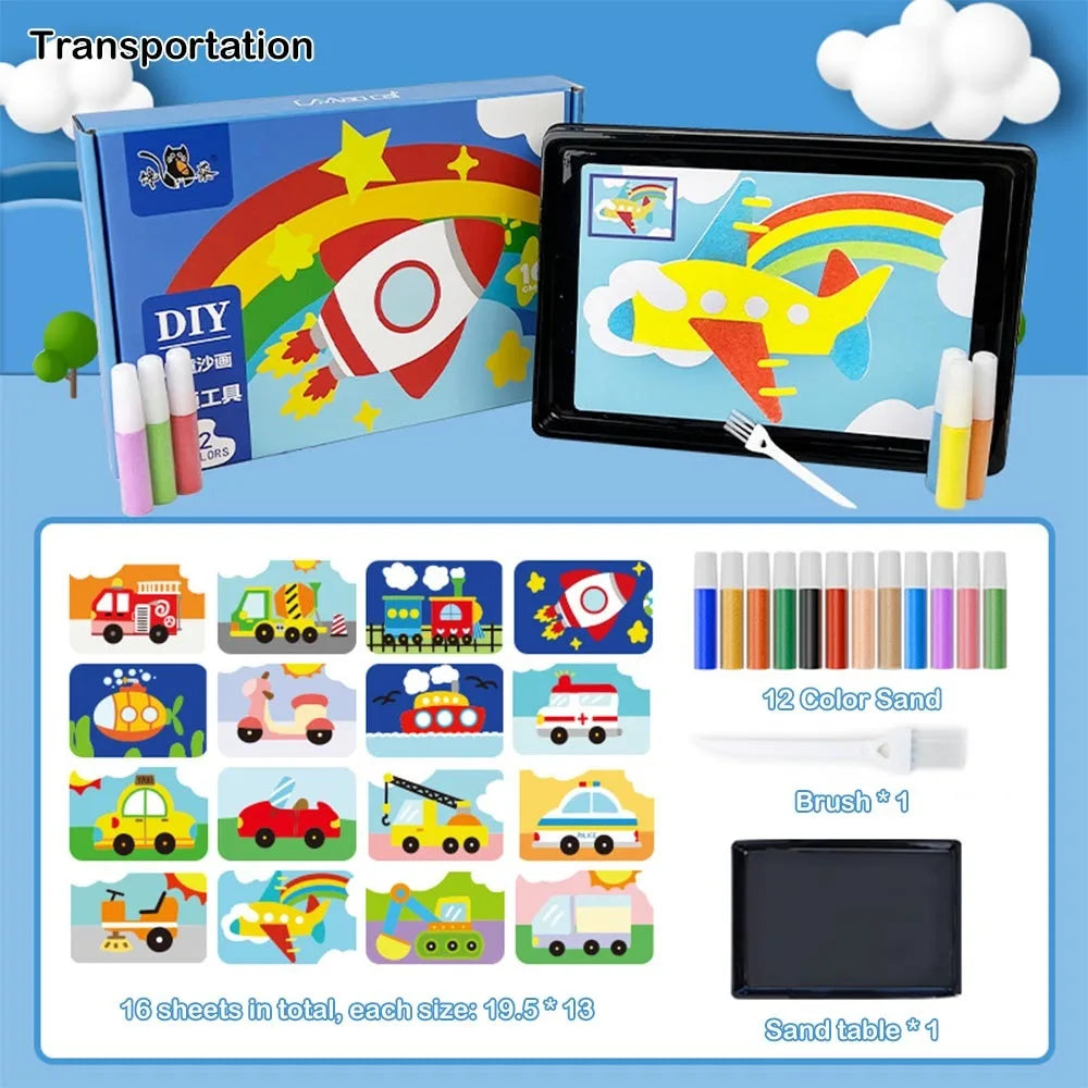 New DIY Sand Drawing Set Art Pictures Handicrafts Learning Sand Art Pictures Children Education Children Coloring Toy