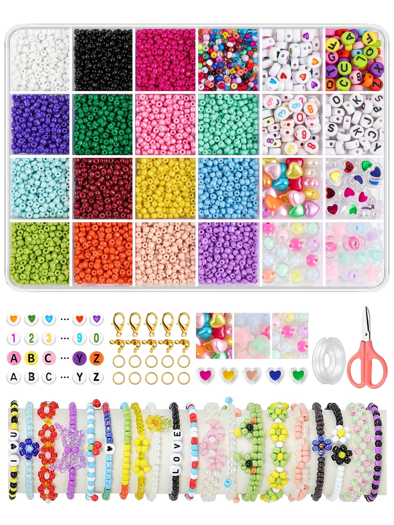 24-color 3mm Glass Seed Bead Bracelet Jewelry