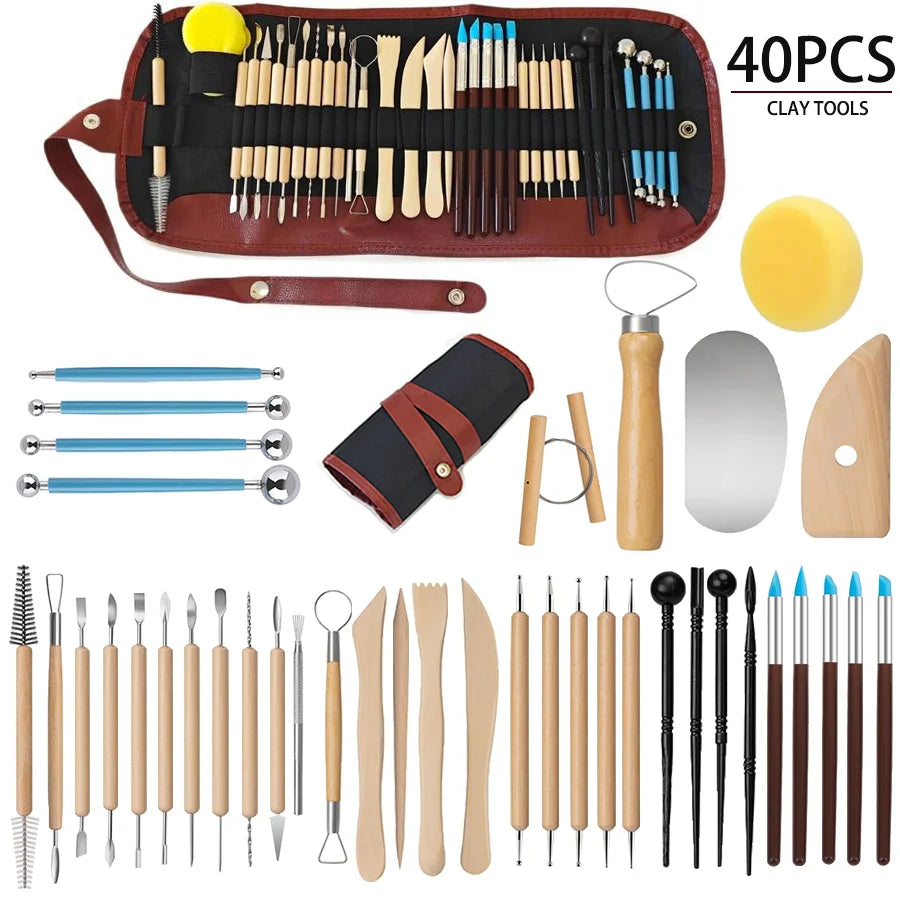 25/40Pcs Pottery & Clay Sculpting DIY Tools, Double Sided