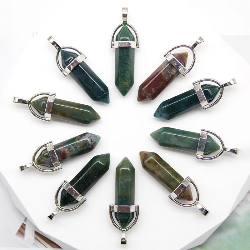 24pcs Natural Stone Agates Quartz Crystal Pendants